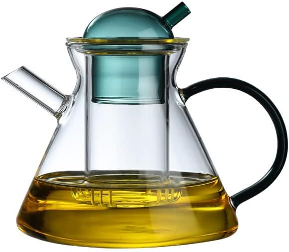 Pyrex Theme with Infuser - Safe, Small Aesthetic Teapot for One or Two Cups - 500 ML 16.9 oz (Colour: Clear),B - Image 1