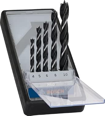 Bosch Professional 5-pcs. Spiral Drill Bit Set (for Wood, Ø 4/5/6/8/10 mm, Accessories for Perforators) - Image 1