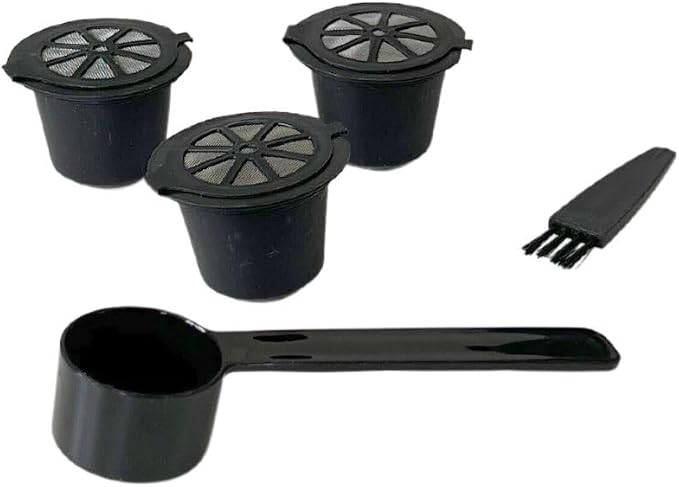 Fackelmann 42235 Set of Reusable Nespresso Capsules, Pods and Accessories for Coffee Machines, Black Plastic, 3.8 x 2.8 cm - Image 1