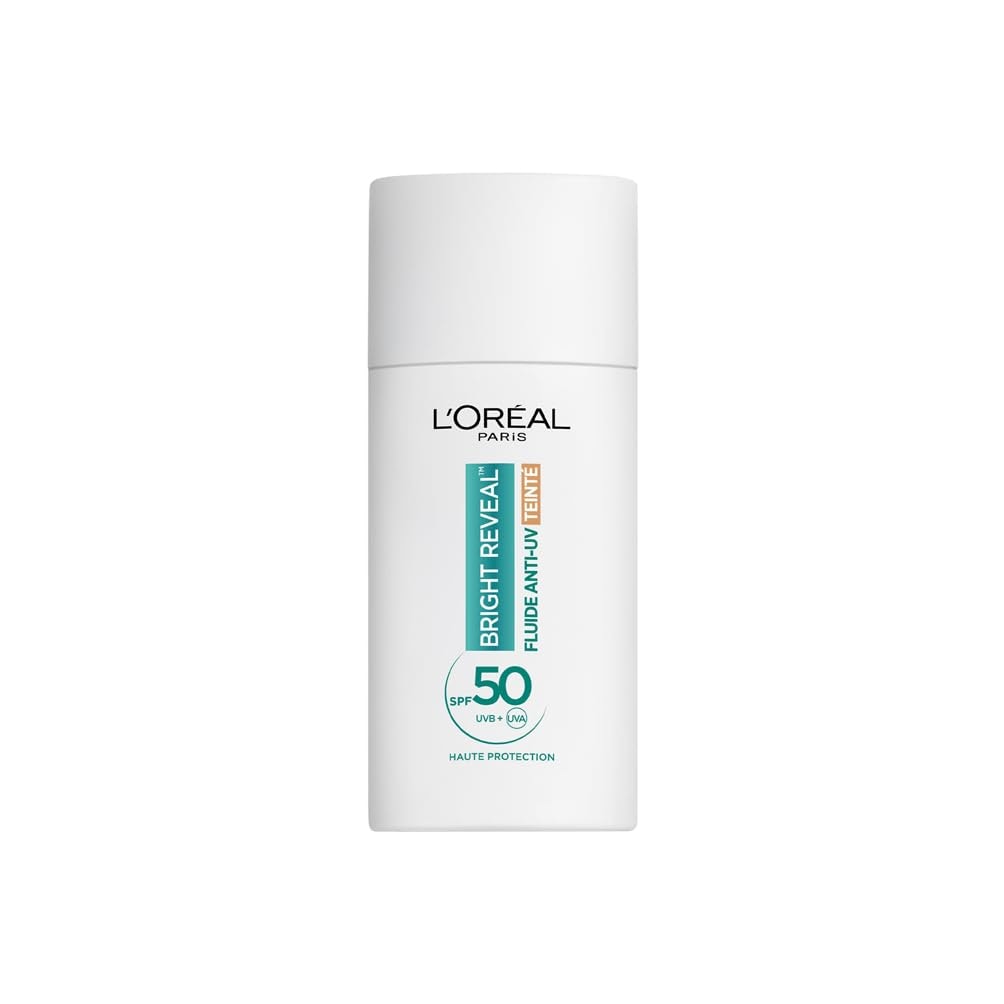 L'Oréal Paris - Anti-UV Fluid SPF50 - Bright Reveal - Unified Complexion and Radiant Skin - Light Coverage - Anti-Stain and Bleach Formulation - Shade : Medium - 50 ml - Image 1