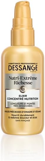 DESSANGE - Nutri-Extreme Rich Concentrated Elixir - Formula Enriched with Evening Primrose & Sesame Oils - Long-lasting nourishes, restores softness & radiance - For very dry ends - No Rinse - 100 ml - Image 1
