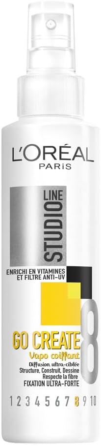 L'Oréal Paris - Ultra Strong Fixing Styling Spray - Natural Result - Enriched with Vitamins and UV Filter - All Hair Types - Studio Line GoCreate - 150 ml - Image 1
