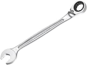 FACOM - Metric Ratchet Combination Wrench 17mm - 467B.17 - Non-slip Ultra-Grip System - Compact Ratchet Mechanism Reversible by Lever - Eye and Fork Inclined at 15° - Satin Chrome - Image 1