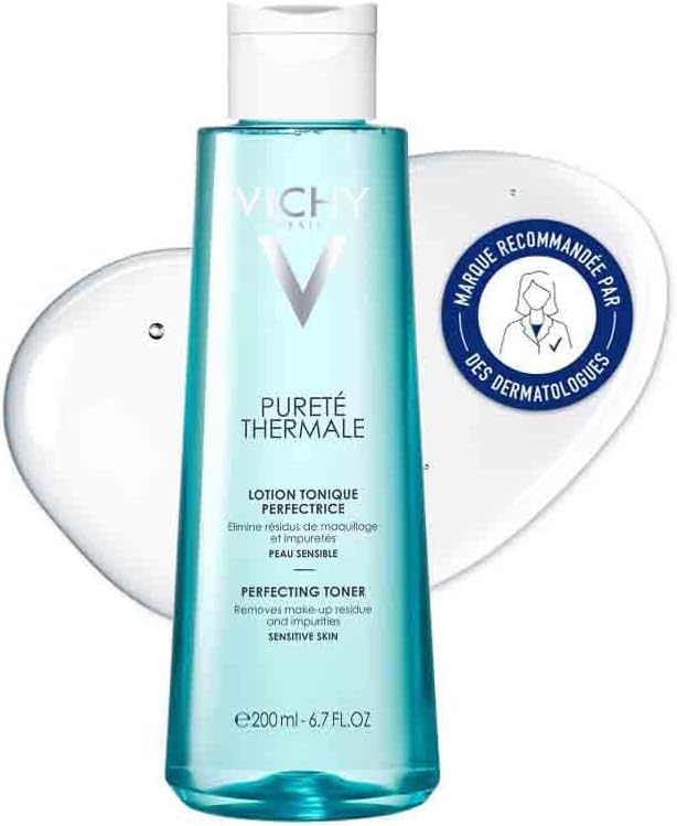 Vichy, Pureté Thermale, Lotion Tonique Perfectrice, Élimine les Résidus de Maquillage et d'Impuretés, Adaptée aux Peaux Sensibles, Composition Sans Alcool, 200 ml - Image 1