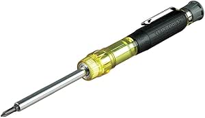 Klein Tools 32614 4-in-1 Pocket Screwdriver with Industrial Resistance Bits, Yellow/Black - Image 1