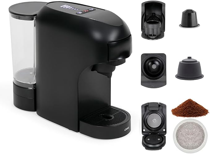 Livoo - DOD217N 4-in-1 Multi-Capsule Coffee Machine - 1400W, 20 bar, 7 volume levels, Nespresso*, Dolce Gusto*, Senseo** type pods and ground coffee - Image 1