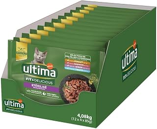 ULTIMA sachet repas Chat Stérilisé Poulet, Dinde, Saumon & Truite - 12 Multipacks x 4x85 g - Image 1