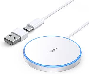 iPhone Induction Charger, 15W Mag-Safe Wire for iPhone 17 Pro Max/17 Pro/17 Plus/17/16/15/14/13/12 Series, AirPods 4/3/2, Magnetic Induction Charger LED Wire with Two Charging Ports - Image 1