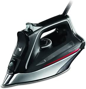Rowenta DW8210D1 Dry Steam Iron, Microsteam 400 Sole, 2 m, 200 g/min, Black, Red, 50 g/min - Image 1