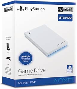 Seagate Game Drive for PS4/PS5 2TB, External Hard Drive, 2.5 Inches, USB 3.0, Officially Licensed, Blue LED Lighting, INCL. 2 Weeks Playstation+ (STLV2000202) - Image 1