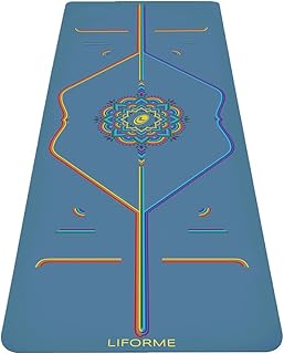 Printed Yoga Mat - Free Yoga Bag Included - Patented Alignment System, Warrior-Style Grip, Non-Slip, Sweat Resistant, Long, Wide (Blue Sky) - Image 1