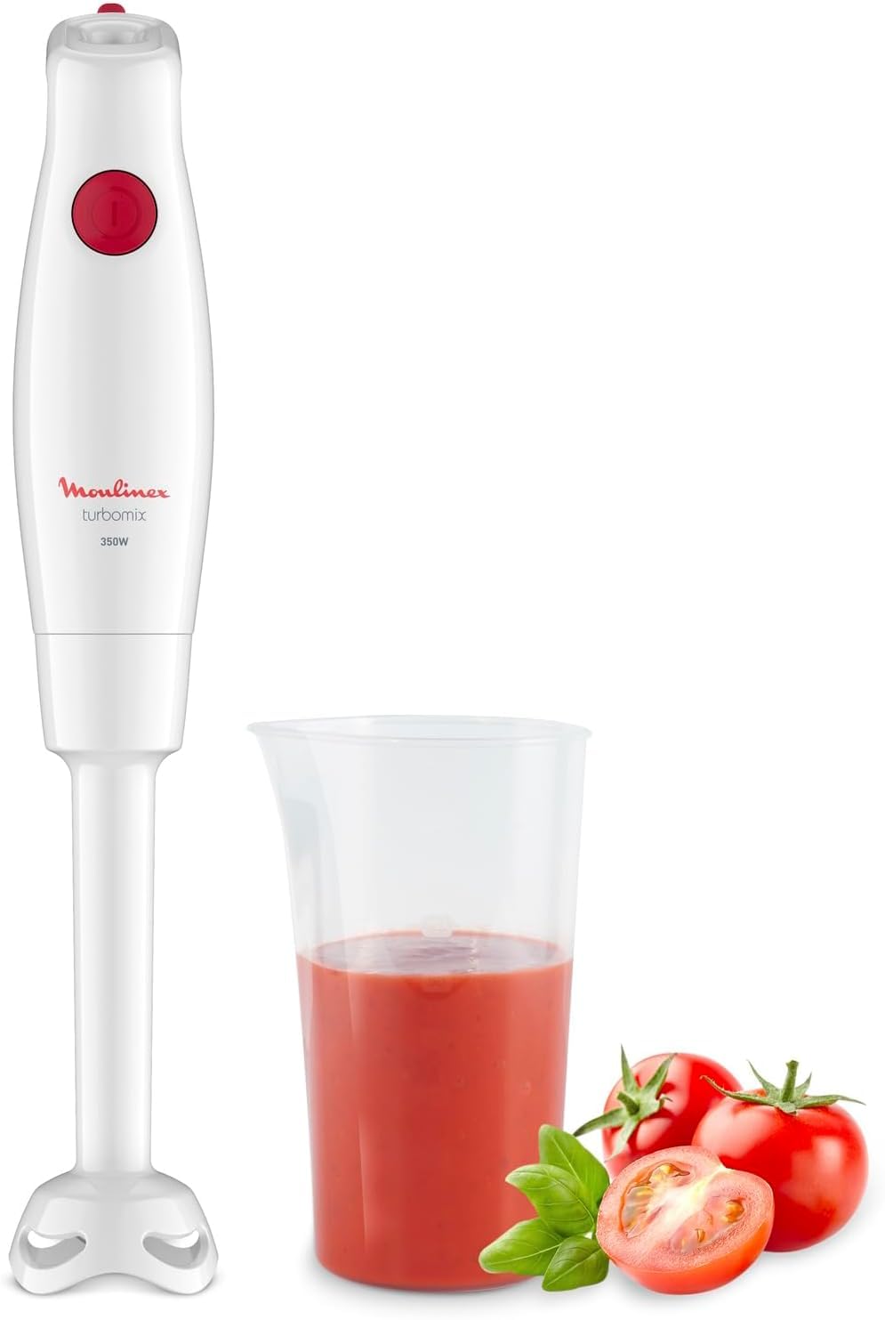 Moulinex Blender Stand, 350 W, Single Control Button, Dishwasher Safe Removable Parts, Durable Zelkrom Blades, Splash Guard Foot, Turbomix DD12A110, White - Image 1