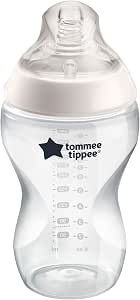 Tommee Tippee Closer to Nature Baby Bottles, Breast Imitating Nipple with Anti-Colic Valve, 340 ml, Pack of 1, Clear - Image 1