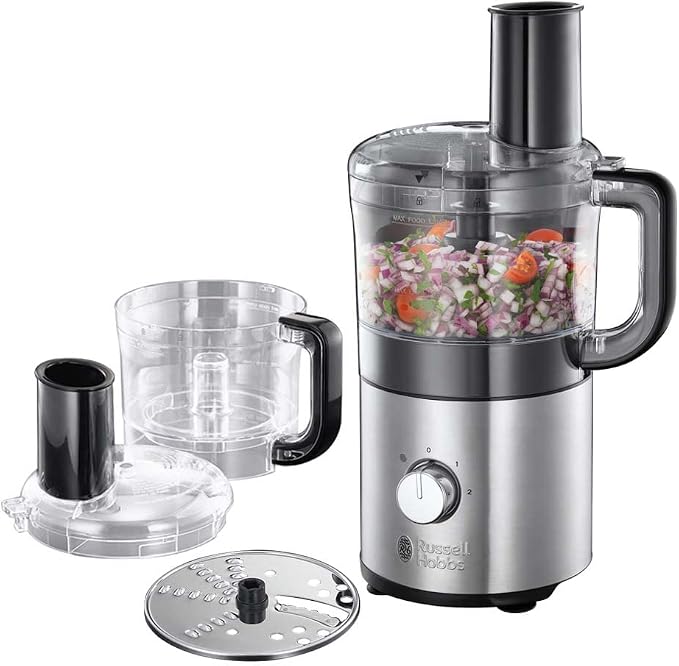 Russell Hobbs Food Processor [Multifunctional: Axe/Cutter/Grater] Compact Home (Space Saving Design, 2 Speed, Pulse Function, 1.2 L Bowl, Dishwasher Safe Accessories) 25280-56 - Image 1