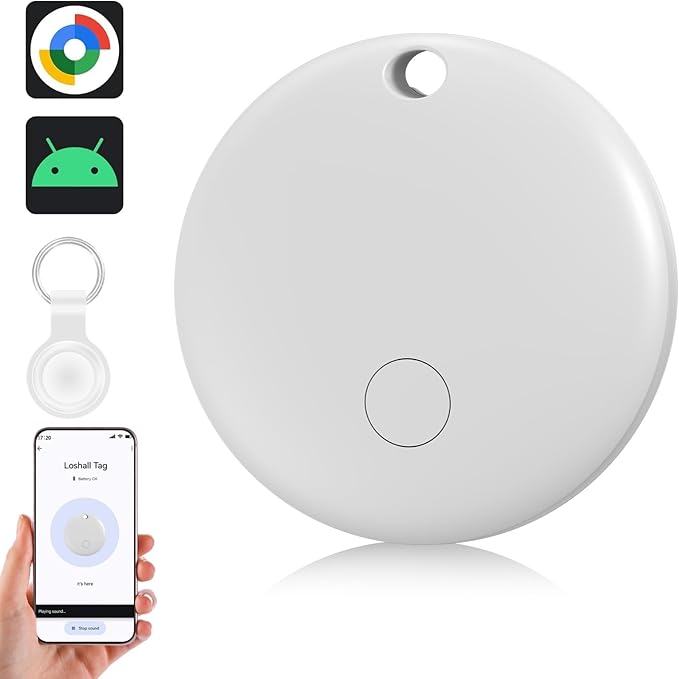 Air Tracker Tag Android, Bluetooth Object Locator Compatible with Google "Find Hub", Android Smart Tag with 2 Silicone Protective Cover for Suitcases/Wallets/Keys (White, 1 PCS) - Image 1