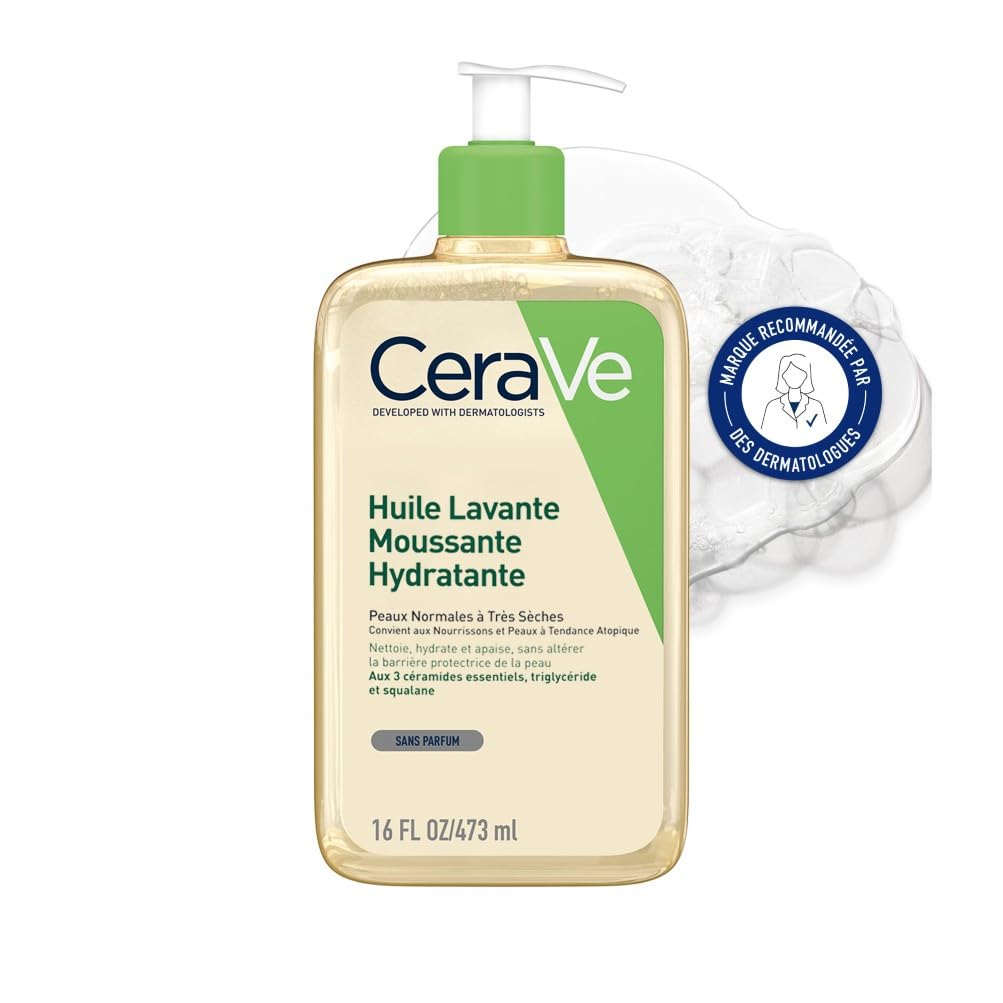CeraVe - Moisturising Foaming Cleansing Oil - Moisturizes and Soothes Without Altering the Skin Barrier - Ceramides, Triglycerides, Squalane - Normal to Very Dry, Atopic Prone Skin - 473 ml - Image 1