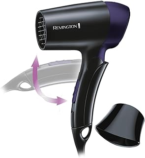 Remington Sèche-Cheveux Pliable [Ultra Compact Léger] On The Go (Puissant 1400W, 2 températures par vitesse, réglage de voltage universel, concentrateur) Sèche-cheveux de voyage D2400 - Image 1