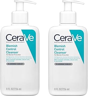 CeraVe Blemish Control Lot de 2 nettoyants pour le visage – 2 % d'acide salicylique et de niacinamide – Gel nettoyant quotidien anti-imperfections pour peaux grasses et sujettes aux imperfections 236 - Image 1