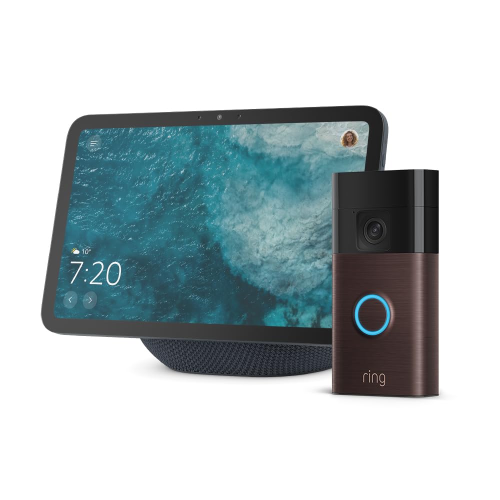 Amazon Echo Show 8 (nouvelle génération) | graphite + Ring sonnette vidéo sans fil (Battery Video Doorbell) | Bronze Vénitien - Image 1