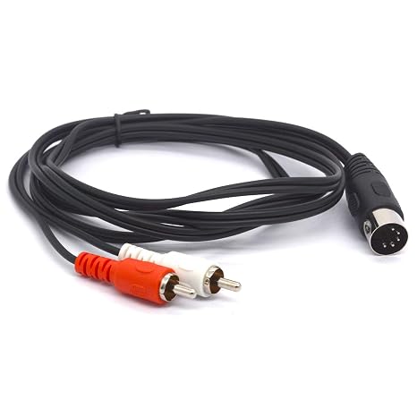 MIDI to RCA Audio Cable, 5 Pin DIN Male to 2 RCA Phono Male Plugs for Bang & Olufsen, Naim, Quad Stereo Systems (1.5M) - Image 1