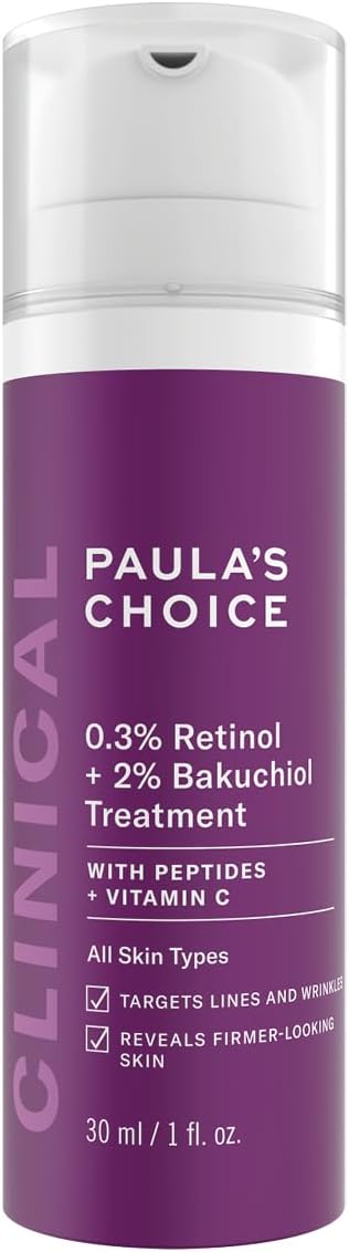 Paula's Choice CLINICAL 0,3% Retinol & 2% Bakuchiol Traitement - Visage Sérum - Anti Âge - Réduire Rides & les Taches Brunes - avec Peptides & Vitamine C - Tous Types de Peaux - 30 ml - Image 1
