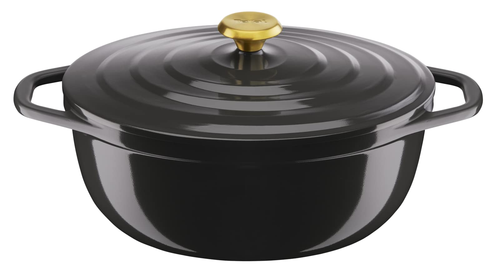 Tefal Cast Iron Casserole Oval 30 x 23 cm (5.7 L), Induction, Ceramic Coated, Condensing Lid, Heat Retention, Slow Cooking, Light, Air, Grey E2558904 - Image 1