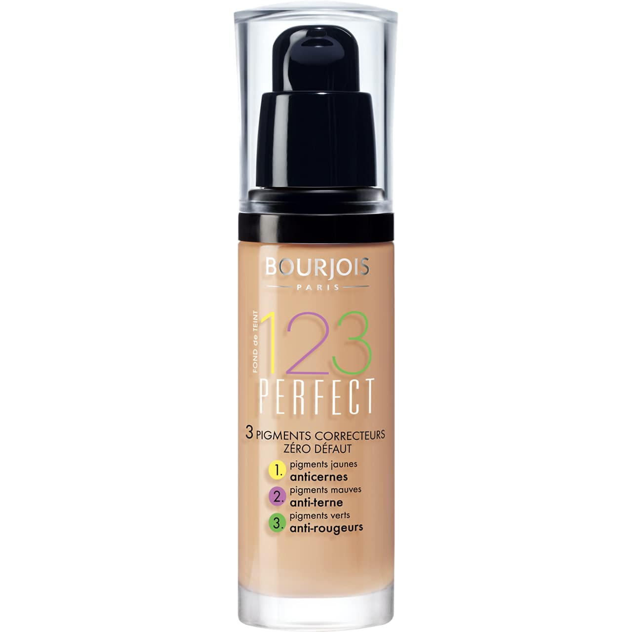 Bourjois - Foundation 1.2.3 Perfect - 3 in 1: Concealer, Anti-Dullness and Anti-Redness - Semi-Matte Finish - Anti-Shine and Moisturizing Formula - 53 Light Beige 30 ml - Image 1