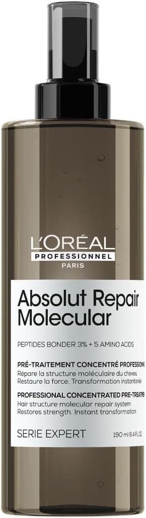 L'Oréal Professionnel Absolut Repair Molecular Hair Pre-Treatment, Repair Damage & Restore Strength, Deep Molecular Repair & Instant Transformation, For All Damaged Hair Types, Expert Series, 190 ml - Image 1