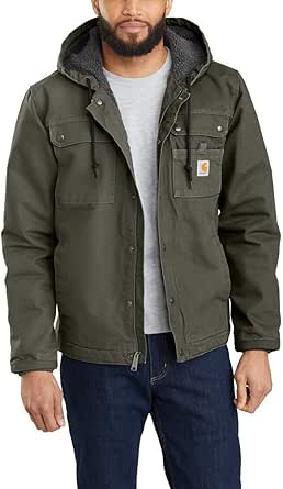 Carhartt Mens Casual Fit Sherpa Lined Washed Heavy Canvas Work Jacket - Image 1