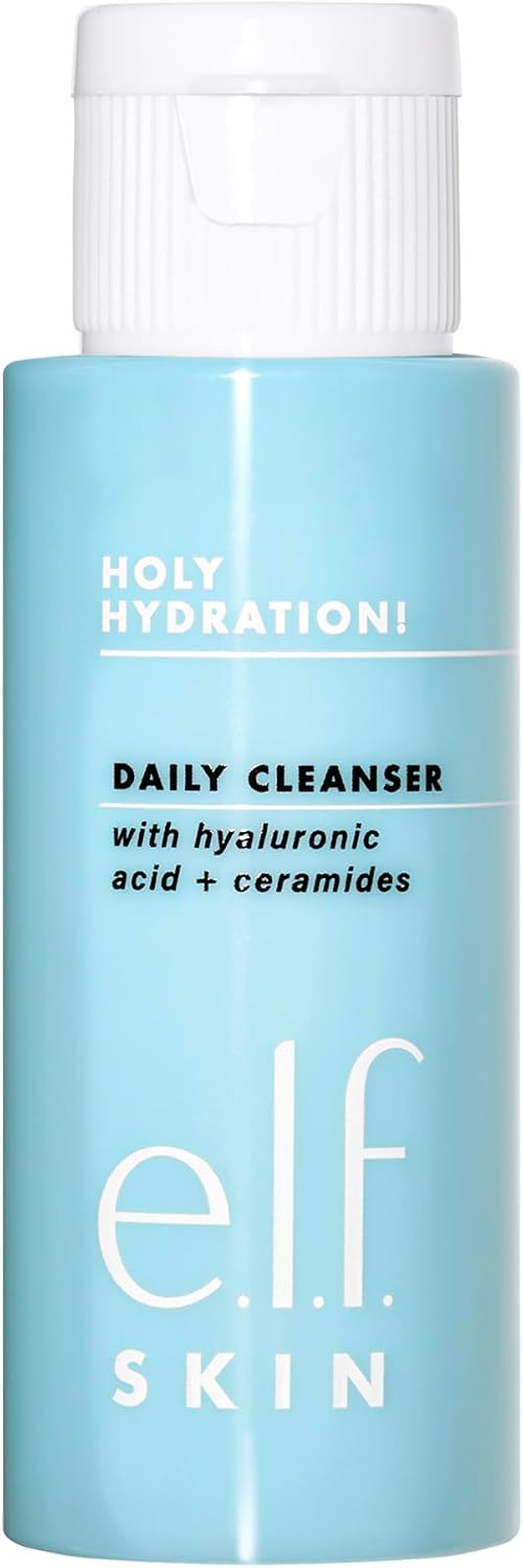 e.l.f. SKIN Holy Hydration! Daily Cleanser Mini nettoyant pour le visage pour laver le maquillage, l'excès d'huile et les impuretés, végétalien et sans cruauté envers les animaux, 30 ml - Image 1