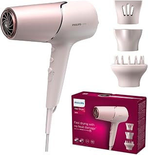 Sèche-cheveux Série 5000 avec technologie ThermoShield, diffuseur de volume et concentrateurs de 9 mm et 11 mm, couleur pêche nacrée (modèle BHD530/20) - Image 1