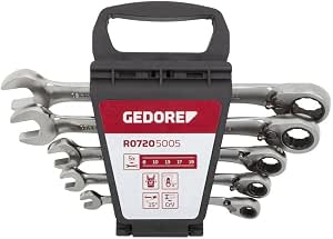 GEDORE red R07205005 Combination Spanner Assortment, 5 Pieces, Sizes 8 to 19 mm, Angled, Wrenches, R07205005 - Image 1
