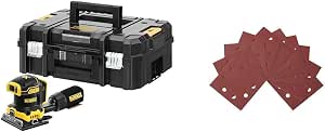 DeWalt DCW200NT-XJ Sander 1/4 Sheet - XR 18V - Brushless - Without Battery or Charger & 1/4 Sanding Sheet for Orbital Sanders 115x115mm Grit 60 10 Pieces DT3021-QZ - Image 1
