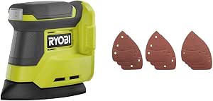 RYOBI - Triangular sander 18V - oscillation diameter 1.8 mm - 100 x 140 mmm pad & Assortment of 10 Self-gripping abrasives 140x100mm for Triangular Sander - Image 1
