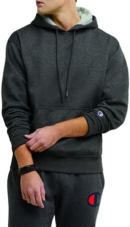 Champion Powerblend Hood, Comfortable Fleece, Sweatshirt for Men (Reg Grand) Sweatshirt, Heather Granite C Logo, 3XL - Image 1