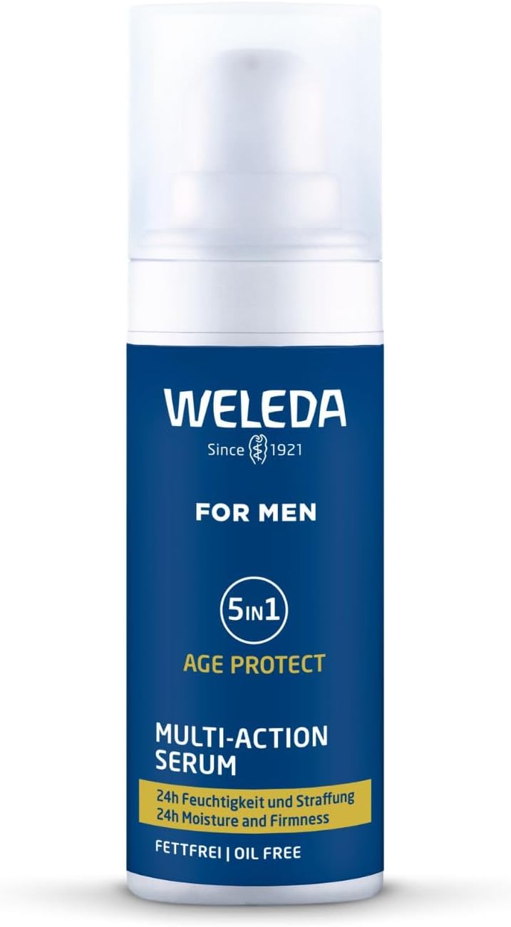 WELEDA Sérum Multiaction 5en1 Homme – Soin Visage Homme Anti-Âge, Hydratation 24h, Réduit Rides & Signes De L’Âge, Grenade & Prunellier Antioxydants, Aloe Vera Bio, Vegan NATRUE, 30ml - Image 1
