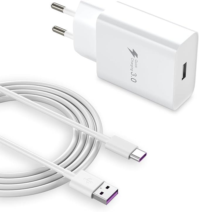 HECHOBO Super Fast 3.0 Mains Charger for Samsung Huawei P40 P30 P20 Lite Pro P50 P10 P9 Plus Xiaomi Google HTC LG Oppo Meiuzu ZTE Oneplus Nokia Sony etc. with Type C Cable 2 m - Image 1