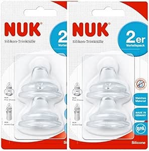 Nuk First Choice 10256442 Flexible Silicone Spout, Leak-Proof, Combined with All Bottles, BPA-Free, 6-18 Months, 2-Pack (2 x Blister 2er) - Image 1
