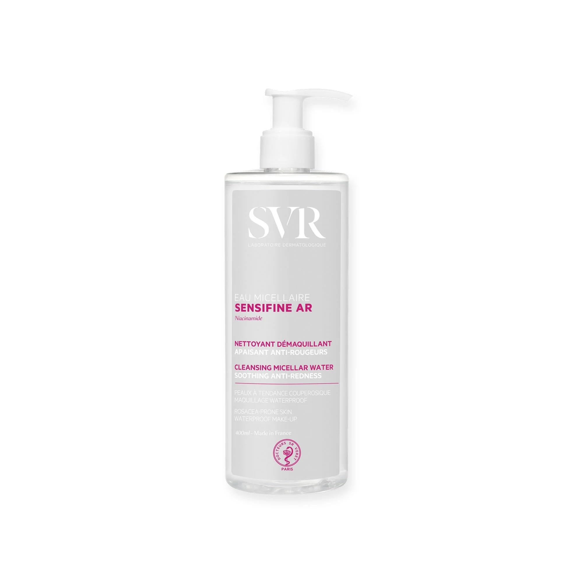 SVR - Sensifine AR Micellar Water - Sensifine Range – Soothing Anti-Redness Makeup Remover Cleanser – For Sensitive Skin with Couperosic Prone – Niacinamide, Moisturizing Agents – 400ml - Image 1