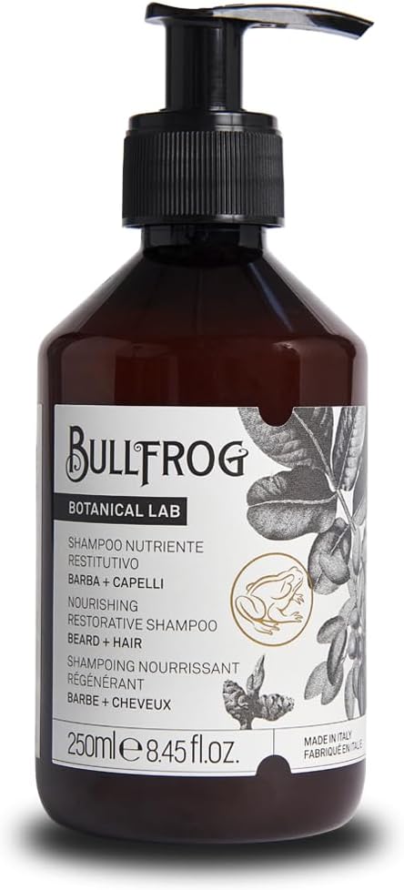 Bullfrog Nourishing Repair Shampoo 250 ml - Shampoo for Hair and Beard - Soothing and Revitalizing Properties - Soft and Gourmet Notes - Made in Italy. - Image 1