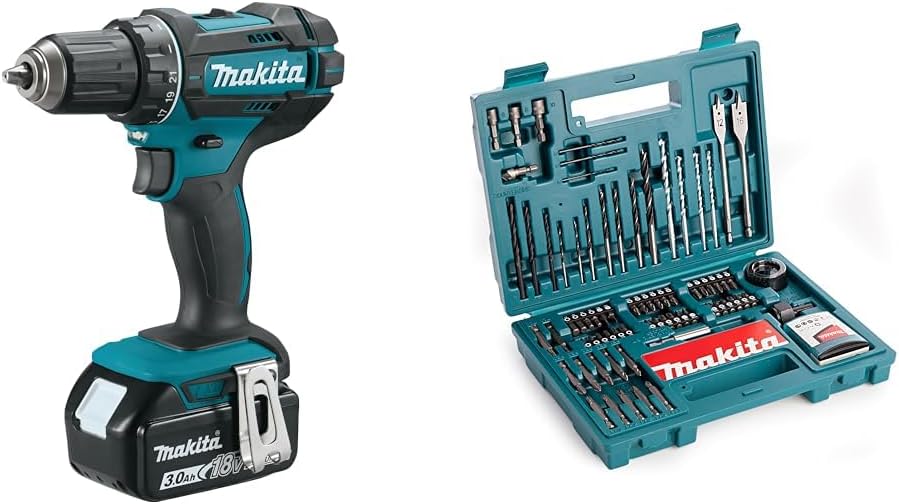 Makita DDF482RFJ & B-53811 18V LXT (2 x 3.0 Ah) MAKPAC Screwdriver Drill Set Multicoloured, 100 Pieces - Image 1