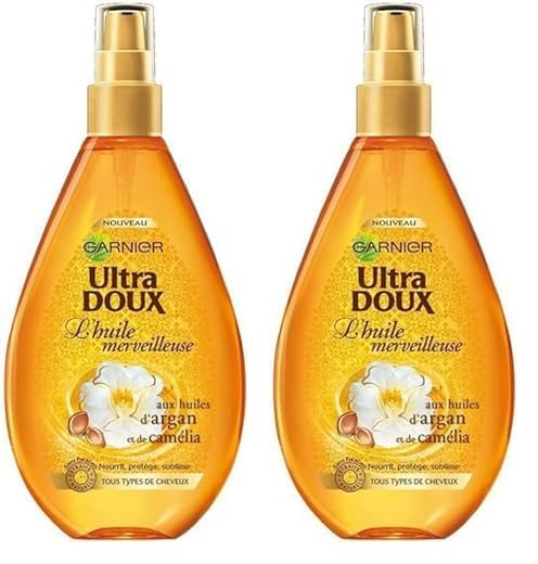 Garnier Ultra Soft Marvelous Oil with Argan and Camellia Oils for All Hair Types - 150 ml (Pack of 2) - Image 1
