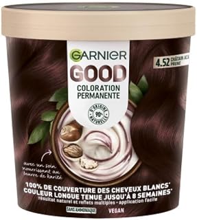 Garnier - Coloration Permanente - Sans Ammoniaque - 90% d'Ingrédients d'Origine Naturelle et Formule Vegan - Beurre de Karité - 100% Couverture Cheveux Blancs - Châtain Acajou Prune (4.52) - Good - Image 1
