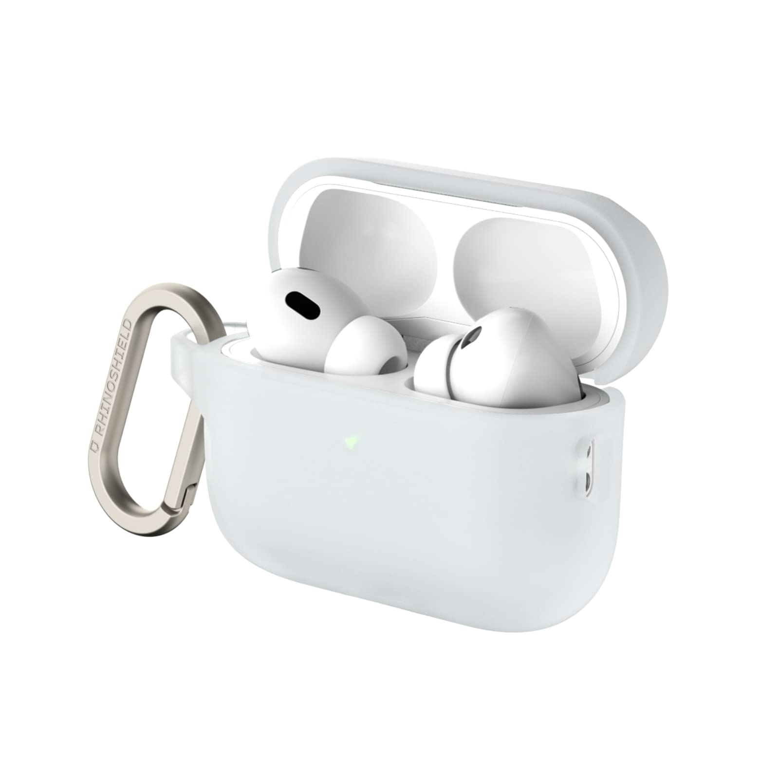 RHINOSHIELD Case with Carabiner Compatible with Apple [AirPods Pro 2] | Military Grade Protection Against Shock, Scratch Resistant, Wireless Charging - [Transparent, Standard Set] - Image 1