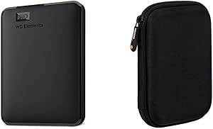 Western Digital WDBUZG0010BBK-WESN External Hard Drive 1 TB USB 3.0 & Amazon Basics Case for External Hard Drive - Image 1