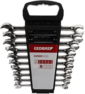 GEDORE red R05905010 Open Combination Spanner Assortment, 10-Piece Set, Sizes 10 to 19 mm, Fork with Ratchet, Set of 10 - Image 1