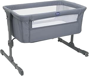 Chicco Next2Me Essential Co-Sleeping Cot, Co-Sleeping Cot, Compatible with Multiple Beds, Adjustable Height, Good Air Circulation, Mattress and Bag Included, 0-6 Months, Grey - Image 1