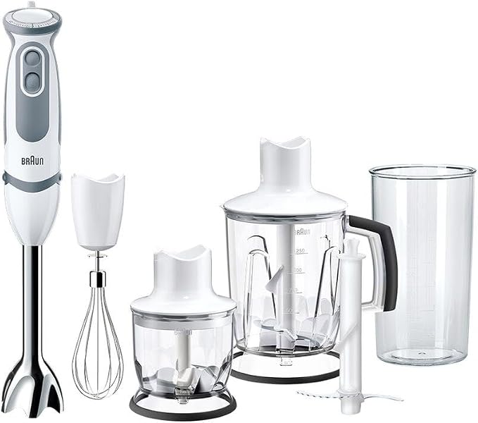 Braun MultiQuick 5 MQ5245WH, Hand Blender, 21 Speeds and Turbo Function, SplashControl Technology, Powerbell Plus, Easy-Click, Includes 600 ml Measuring Jug, 1000 W, White - Image 1