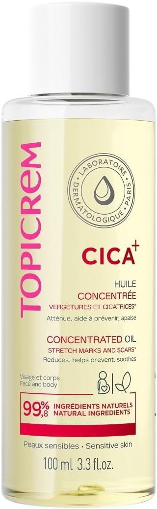 Topicrem - CICA+, Stretch Marks and Scars Concentrated Oil - Attenuated, Helps Prevent, Soothes, Moisturizes 24h - Face and Body Care for Sensitive Skin - Non Greasy, Non Sticky Finish - 100ml - Image 1