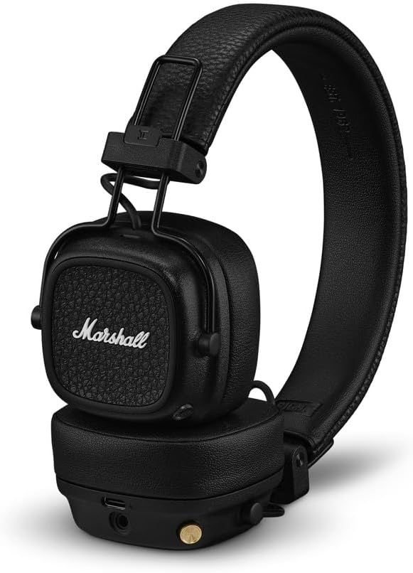 Marshall Major V Supra-Ear Bluetooth Headphones, Wireless Headphones, Foldable, Wireless Battery Life Over 100 Hours, Black - Image 1